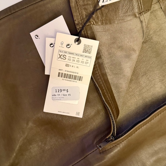 BNWT 100% LEATHER BODYCON MINI SKIRT ZARA SIZE XS - Picture 3 of 8